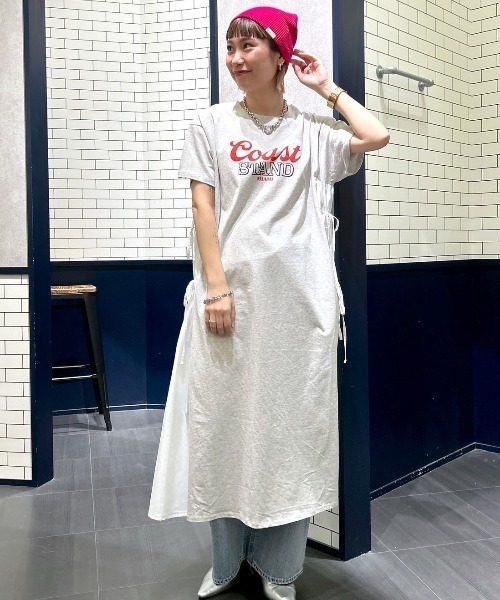 RODEO CROWNS WIDE BOWL（ロデオクラウンズワイドボウル）の「布帛ドッキングワンピース（ワンピース・レディース・ダークグリーン/グレー×ホワイト/チャコールグレー・FREE）」の3枚目の写真