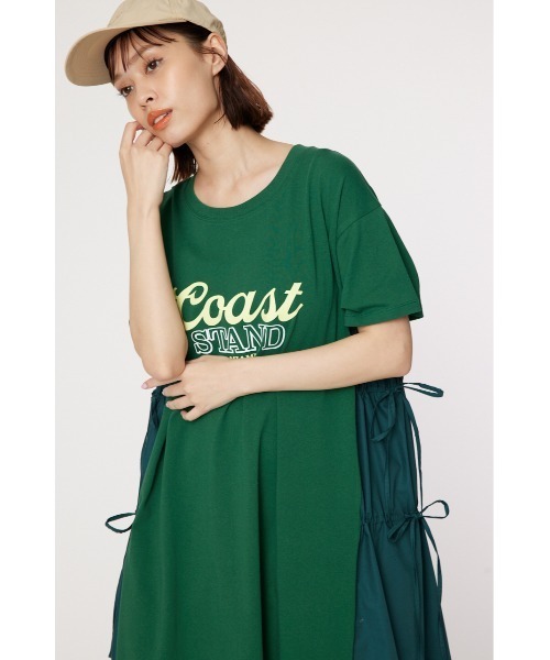 RODEO CROWNS WIDE BOWL（ロデオクラウンズワイドボウル）の「布帛ドッキングワンピース（ワンピース・レディース・ダークグリーン/グレー×ホワイト/チャコールグレー・FREE）」の22枚目の写真