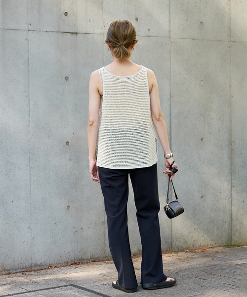 FRAMeWORK(フレームワーク)の「SILK-GIMA メッシュタンク(タンクトップ・レディース・キャメル/アイボリー・FREE)」の5枚目の写真