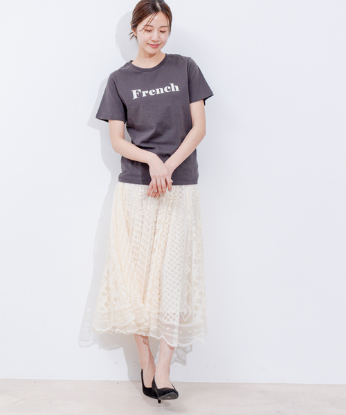 Jayro(ジャイロ)の「パネルメッシュレーススカート(スカート・レディース・ネイビー/ベージュ/ホワイト系その他・FREE)」の7枚目の写真