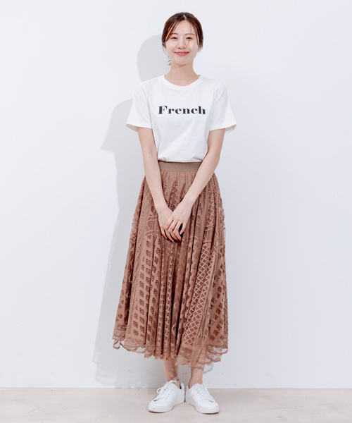 Jayro(ジャイロ)の「パネルメッシュレーススカート(スカート・レディース・ネイビー/ベージュ/ホワイト系その他・FREE)」の8枚目の写真