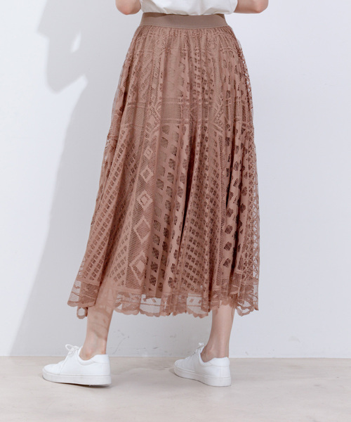 Jayro(ジャイロ)の「パネルメッシュレーススカート(スカート・レディース・ネイビー/ベージュ/ホワイト系その他・FREE)」の10枚目の写真