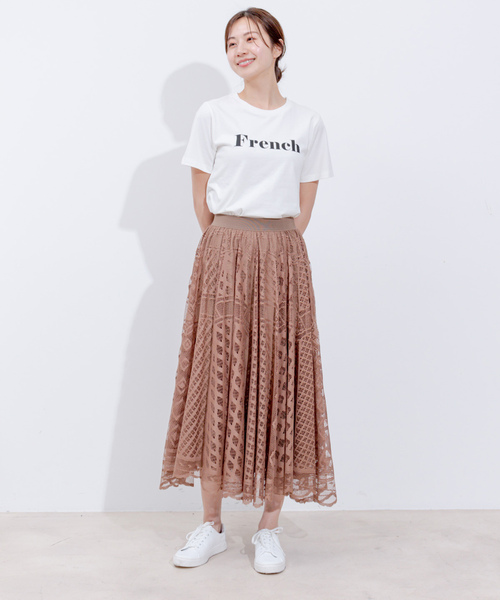 Jayro(ジャイロ)の「パネルメッシュレーススカート(スカート・レディース・ネイビー/ベージュ/ホワイト系その他・FREE)」の11枚目の写真