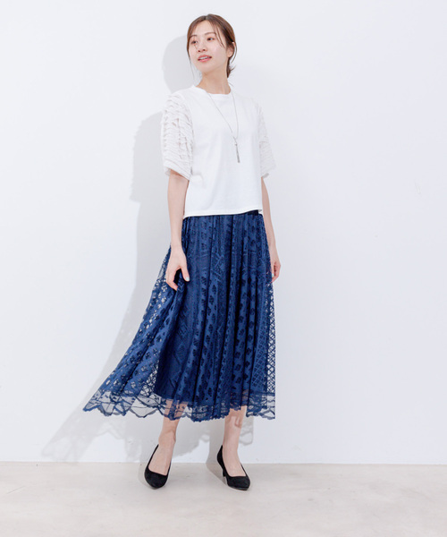 Jayro(ジャイロ)の「パネルメッシュレーススカート(スカート・レディース・ネイビー/ベージュ/ホワイト系その他・FREE)」の14枚目の写真