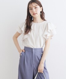 ◆【前後2WAY】リネンライクラッフルブラウス