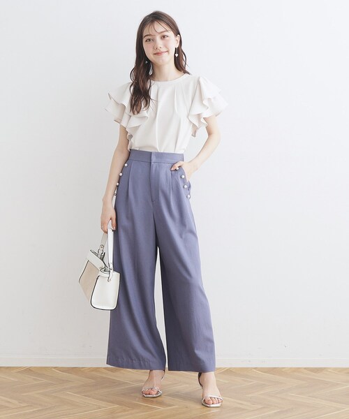 couture brooch（クチュールブローチ）の「◆【前後2WAY】リネンライクラッフルブラウス（シャツ/ブラウス・レディース・オフホワイト/サンドベージュ/ブラック・40/38/42/36）」の12枚目の写真