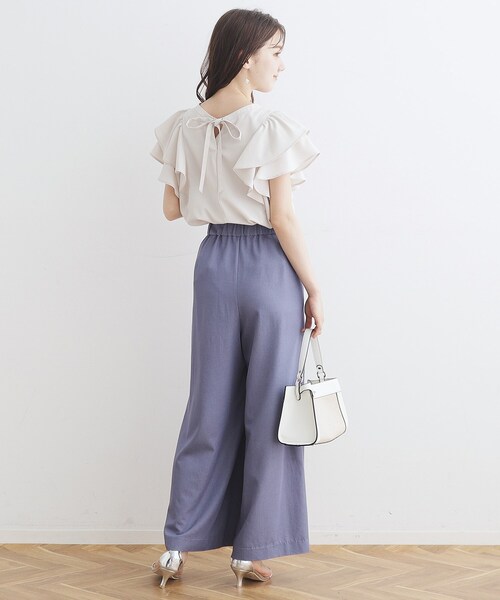 couture brooch（クチュールブローチ）の「◆【前後2WAY】リネンライクラッフルブラウス（シャツ/ブラウス・レディース・オフホワイト/サンドベージュ/ブラック・40/38/42/36）」の10枚目の写真