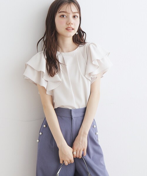 couture brooch（クチュールブローチ）の「◆【前後2WAY】リネンライクラッフルブラウス（シャツ/ブラウス・レディース・オフホワイト/サンドベージュ/ブラック・40/38/42/36）」の8枚目の写真