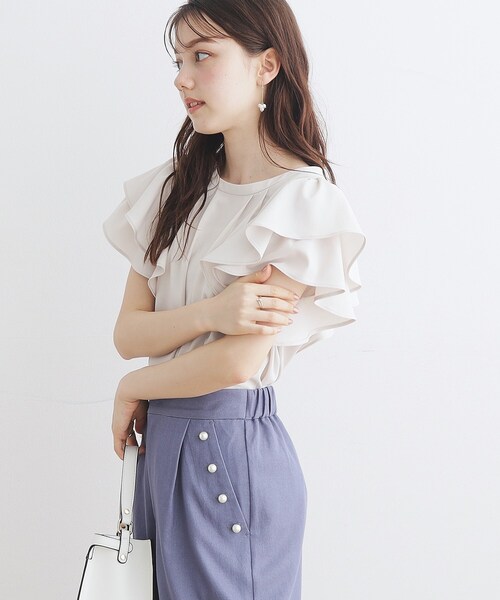 couture brooch（クチュールブローチ）の「◆【前後2WAY】リネンライクラッフルブラウス（シャツ/ブラウス・レディース・オフホワイト/サンドベージュ/ブラック・40/38/42/36）」の7枚目の写真