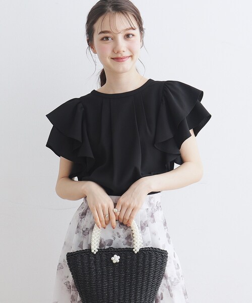 couture brooch（クチュールブローチ）の「◆【前後2WAY】リネンライクラッフルブラウス（シャツ/ブラウス・レディース・オフホワイト/サンドベージュ/ブラック・40/38/42/36）」の20枚目の写真