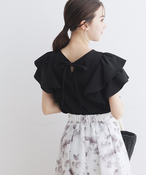 couture brooch（クチュールブローチ）の「◆【前後2WAY】リネンライクラッフルブラウス（シャツ/ブラウス・レディース・オフホワイト/サンドベージュ/ブラック・40/38/42/36）」の18枚目の写真