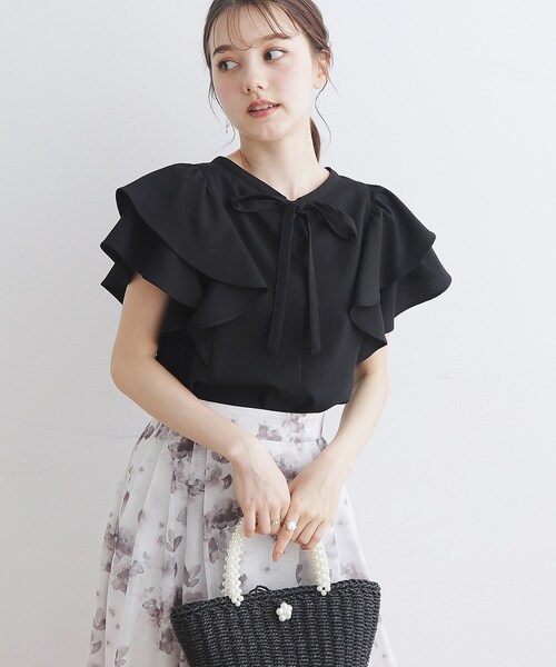 couture brooch（クチュールブローチ）の「◆【前後2WAY】リネンライクラッフルブラウス（シャツ/ブラウス・レディース・オフホワイト/サンドベージュ/ブラック・40/38/42/36）」の16枚目の写真