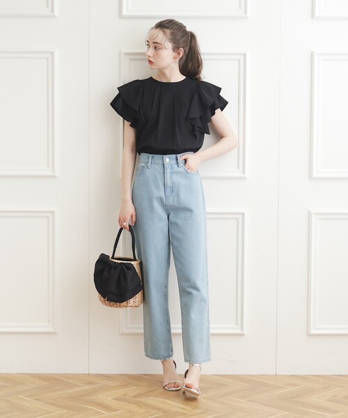 couture brooch（クチュールブローチ）の「◆【前後2WAY】リネンライクラッフルブラウス（シャツ/ブラウス・レディース・オフホワイト/サンドベージュ/ブラック・40/38/42/36）」の15枚目の写真