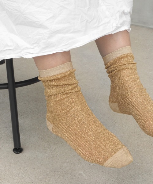 minia（ミニア）の「シアーラメリブソックス（ソックス/靴下・レディース・ブラック/パープル/シルバー/ゴールド・FREE）」の4枚目の写真