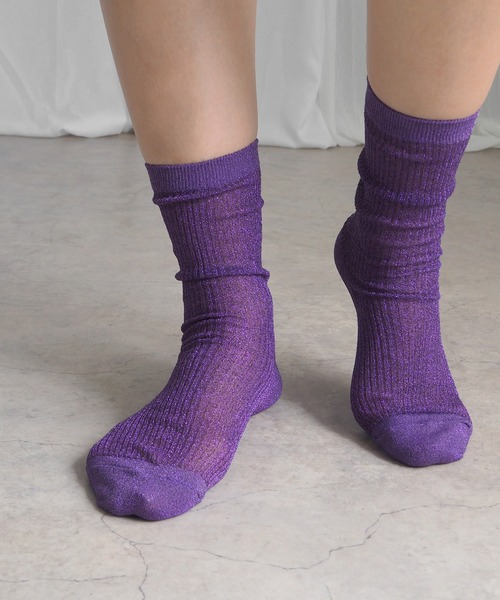 minia（ミニア）の「シアーラメリブソックス（ソックス/靴下・レディース・ブラック/パープル/シルバー/ゴールド・FREE）」の20枚目の写真