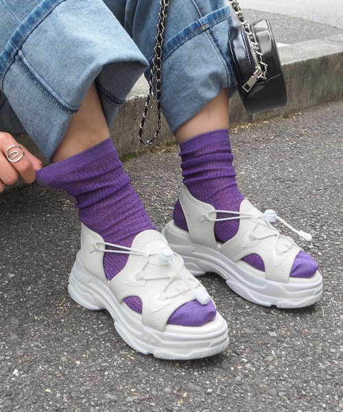 minia（ミニア）の「シアーラメリブソックス（ソックス/靴下・レディース・ブラック/パープル/シルバー/ゴールド・FREE）」の22枚目の写真