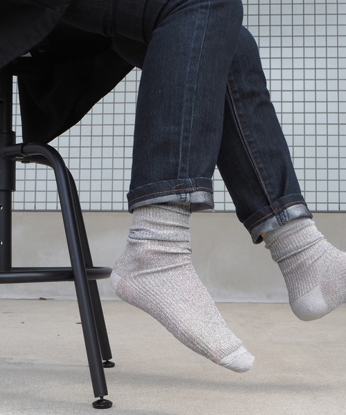 minia（ミニア）の「シアーラメリブソックス（ソックス/靴下・レディース・ブラック/パープル/シルバー/ゴールド・FREE）」の6枚目の写真