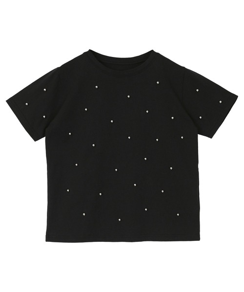 miette(ミエット)の「パールシルバーコンパクトTシャツ(Tシャツ/カットソー・レディース・ブラック/オフホワイト・FREE)」の2枚目の写真