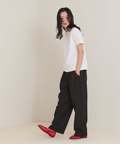 miette(ミエット)の「パールシルバーコンパクトTシャツ(Tシャツ/カットソー・レディース・ブラック/オフホワイト・FREE)」の3枚目の写真