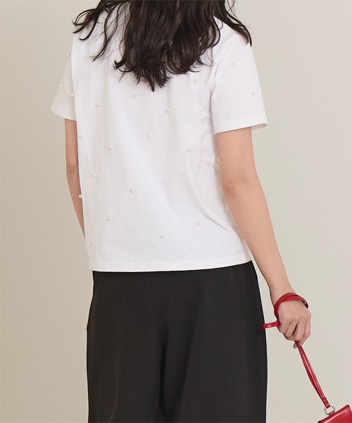miette(ミエット)の「パールシルバーコンパクトTシャツ(Tシャツ/カットソー・レディース・ブラック/オフホワイト・FREE)」の4枚目の写真
