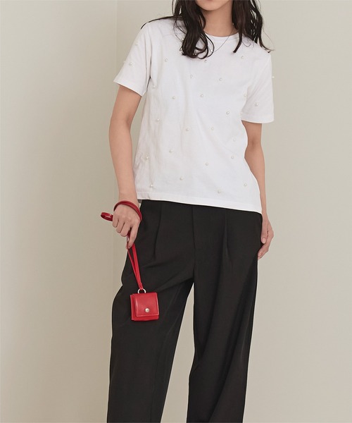 miette(ミエット)の「パールシルバーコンパクトTシャツ(Tシャツ/カットソー・レディース・ブラック/オフホワイト・FREE)」の7枚目の写真