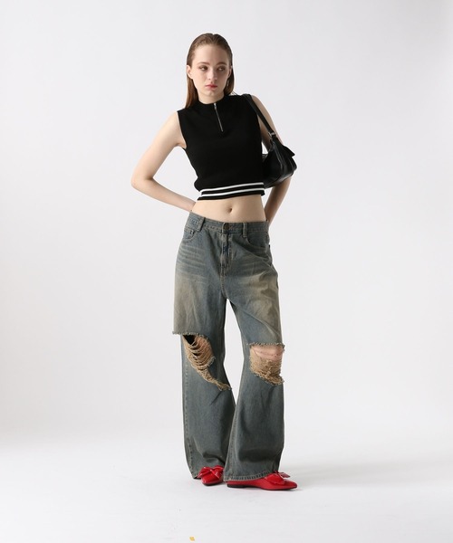 FOREVER 21(フォーエバー トゥエンティーワン)の「【2024SS】トラックニットベスト(ベスト・レディース・オフホワイト/ブラック/ネイビー・SMALL/MEDIUM)」の7枚目の写真