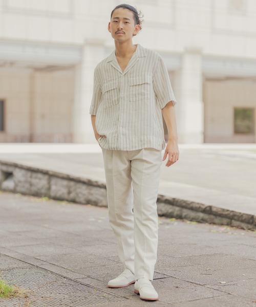バナナリパブリック　ブラックアイリッシュリネンシャツ 00s BANANA REPUBLIC Irish Linen S/S Shirt 黒 L バナナリ
