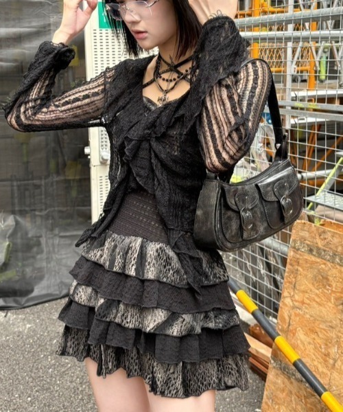 セール】ストリートブランド XU エックスユー frill lace cardigan 
