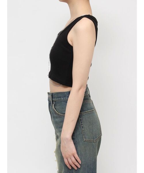 EVRIS（エヴリス）の「ボディチェーンタンクトップ（タンクトップ・レディース・ブラック/ホワイト/グリーン・FREE）」の4枚目の写真