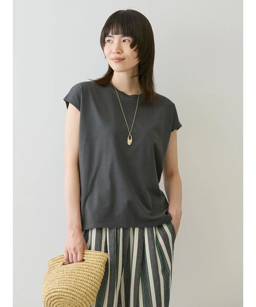 tシャツ 「きれいめ／接触冷感／日本製」ハンカチスリーブプルオーバー レディース AMERICAN HOLIC tシャツ 接触冷感スムースニュアンスロングプル