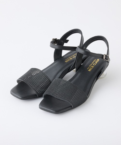 one after another NICE CLAUP（ワンアフターアナザーナイスクラップ）の「ラインストーンサンダル（サンダル・レディース・ブラック/シルバー/ピンク・L/M/S）」の2枚目の写真