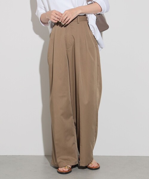 せん様：BEAMS HEART TR2タック ワイド スラックス 【Mサイズ】 BEAMS HEART (BEAMS HEART) Linen blend 2-tuck wide slacks