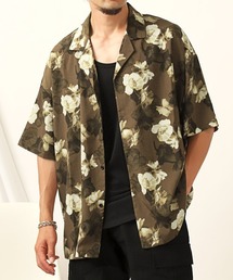 総柄フラワー半袖オープンカラーシャツ