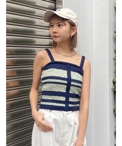 MURUA（ムルーア）の「ボーダーキャミ（キャミソール・レディース・ネイビー/レッド・FREE）」の3枚目の写真