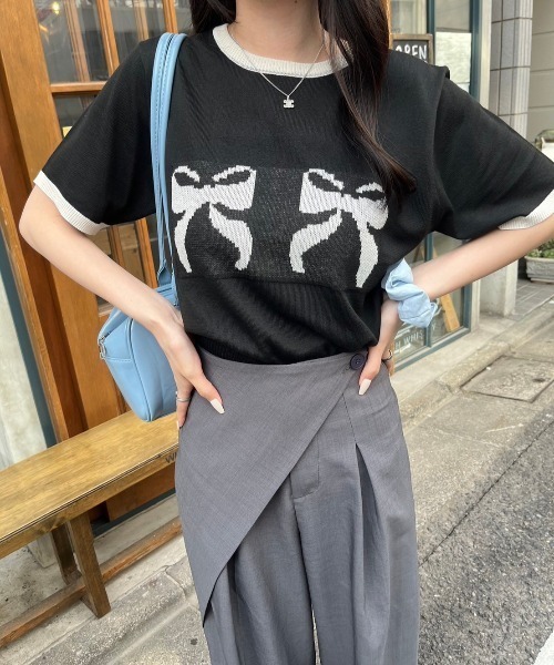 セール】《低身長サイズあり》アソート柄サマーニットトップス