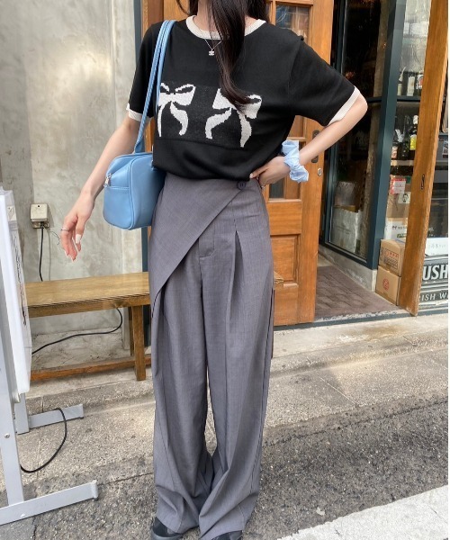 nemne store（ネンネストア）の「《低身長サイズあり》アソート柄サマーニットトップス（Tシャツ/カットソー・レディース・イエロー/アイボリー/ネイビー/ブルー/ライトブルー/ブラック/レッド・SMALL/MEDIUM）」の18枚目の写真