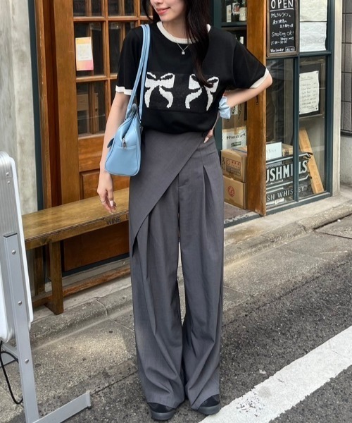 nemne store（ネンネストア）の「《低身長サイズあり》アソート柄サマーニットトップス（Tシャツ/カットソー・レディース・イエロー/アイボリー/ネイビー/ブルー/ライトブルー/ブラック/レッド・SMALL/MEDIUM）」の19枚目の写真