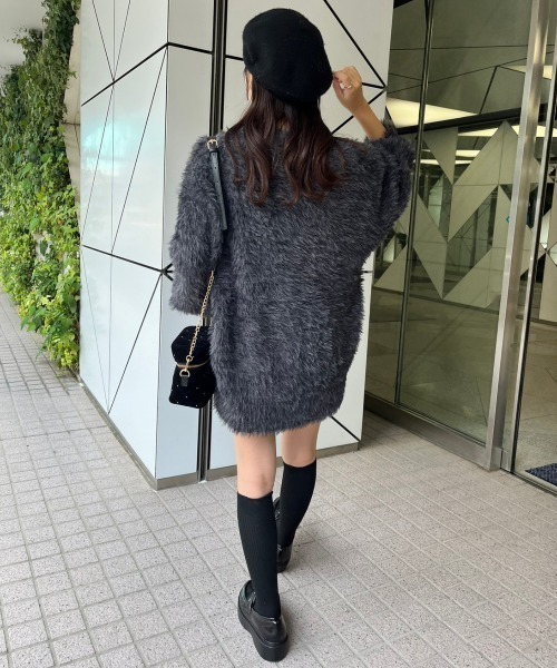 one after another NICE CLAUP（ワンアフターアナザーナイスクラップ）の「ふわもこロングカーディガン（カーディガン/ボレロ・レディース・ライトピンク/ライトベージュ/オフホワイト/チャコールグレー/ライトグレー/ブラウン/ラベンダー・FREE）」の19枚目の写真