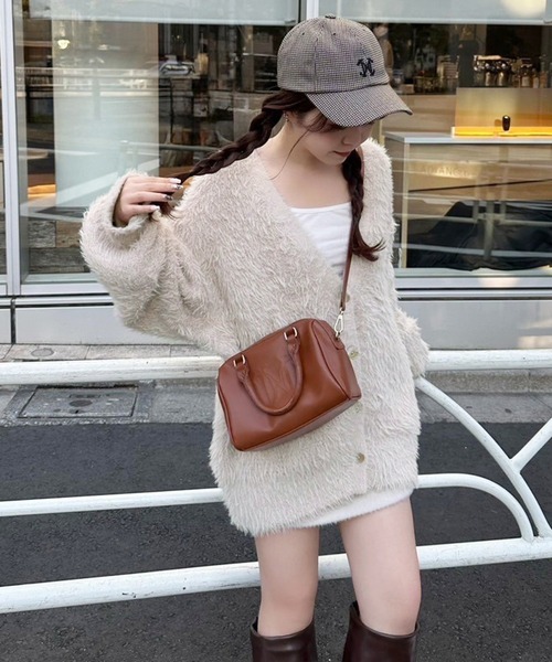 one after another NICE CLAUP（ワンアフターアナザーナイスクラップ）の「ふわもこロングカーディガン（カーディガン/ボレロ・レディース・ライトピンク/ライトベージュ/オフホワイト/チャコールグレー/ライトグレー/ブラウン/ラベンダー・FREE）」の17枚目の写真