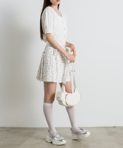 OLIVE des OLIVE（オリーブデオリーブ）の「ケーブル半袖リボンビジュー付きカーデ 1042050020（カーディガン/ボレロ・レディース・モカ/サックスブルー/オフホワイト/チャコールグレー・FREE）」の15枚目の写真