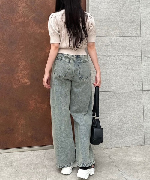 OLIVE des OLIVE（オリーブデオリーブ）の「ケーブル半袖リボンビジュー付きカーデ 1042050020（カーディガン/ボレロ・レディース・モカ/サックスブルー/オフホワイト/チャコールグレー・FREE）」の20枚目の写真