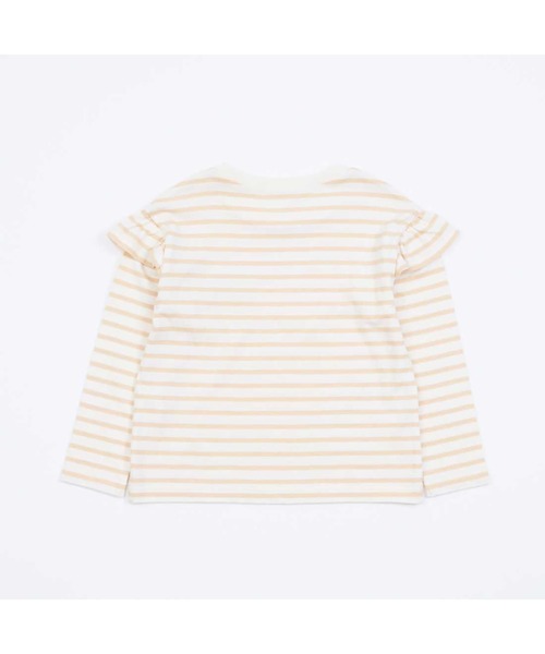 KP（ケーピー）の「肩フリルボーダー長袖Tシャツ(100～160)（Tシャツ/カットソー・キッズ・ベージュ/ネイビー・110cm/120cm/130cm/150cm/100cm）」の3枚目の写真