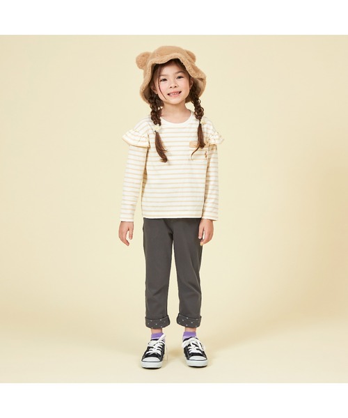 KP（ケーピー）の「肩フリルボーダー長袖Tシャツ(100～160)（Tシャツ/カットソー・キッズ・ベージュ/ネイビー・110cm/120cm/130cm/150cm/100cm）」の9枚目の写真