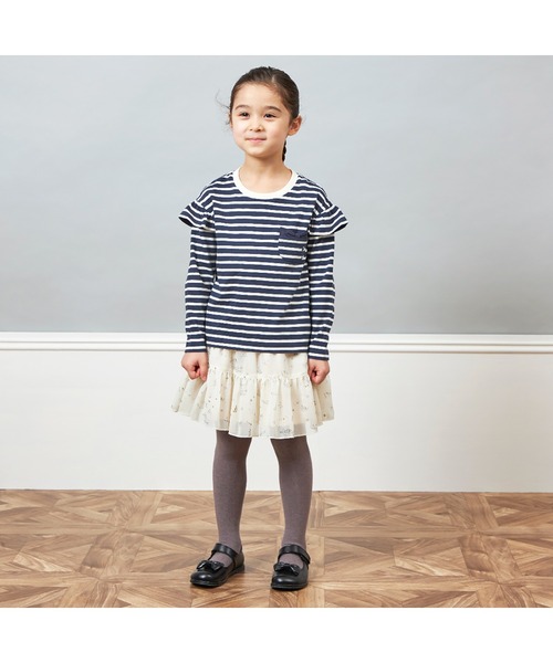 KP（ケーピー）の「肩フリルボーダー長袖Tシャツ(100～160)（Tシャツ/カットソー・キッズ・ベージュ/ネイビー・110cm/120cm/130cm/150cm/100cm）」の12枚目の写真