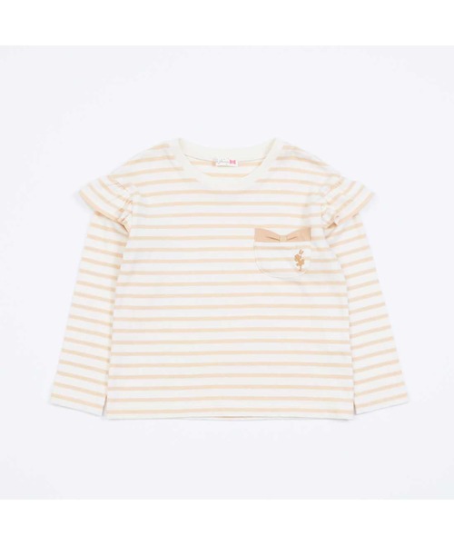 KP（ケーピー）の「肩フリルボーダー長袖Tシャツ(100～160)（Tシャツ/カットソー・キッズ・ベージュ/ネイビー・110cm/120cm/130cm/150cm/100cm）」の14枚目の写真