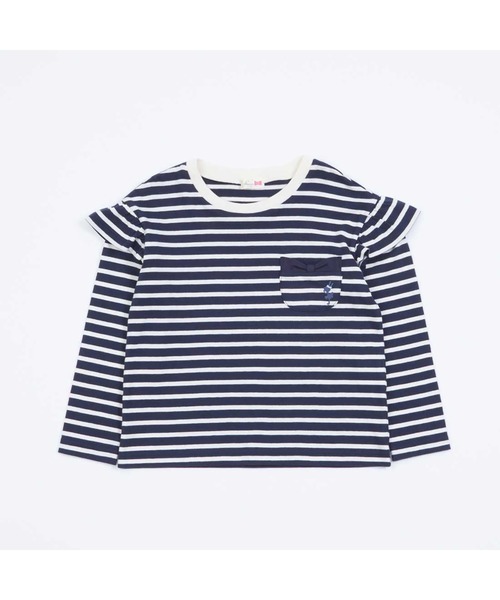 KP（ケーピー）の「肩フリルボーダー長袖Tシャツ(100～160)（Tシャツ/カットソー・キッズ・ベージュ/ネイビー・110cm/120cm/130cm/150cm/100cm）」の15枚目の写真