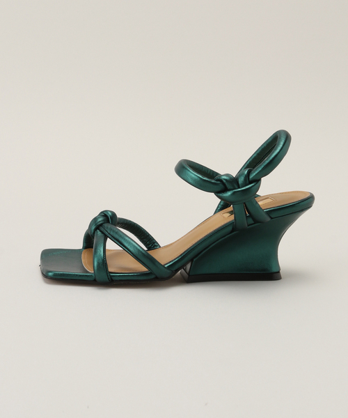 希少　現行完売商品　新品未使用　LE TALON モカ　チュールフリル　サンダル セール】GRISE6cmレザーチューブノットサンダル（サンダル）｜LE