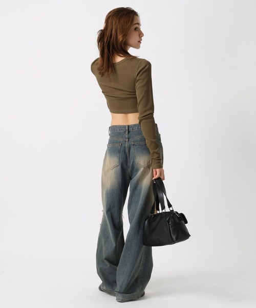 FOREVER 21(フォーエバー トゥエンティーワン)の「【2024FW】リブロゴコンパクトTシャツ(Tシャツ/カットソー・レディース・カーキ/ナチュラル/グレー・FREE)」の8枚目の写真
