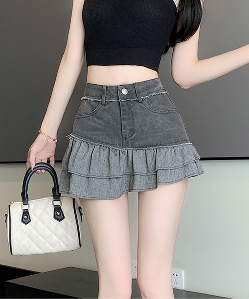 SPIGA（スピーガ）の「二段フリルティアードミニSK（スカート・レディース・ベージュ/グレー・SMALL/MEDIUM）」の2枚目の写真