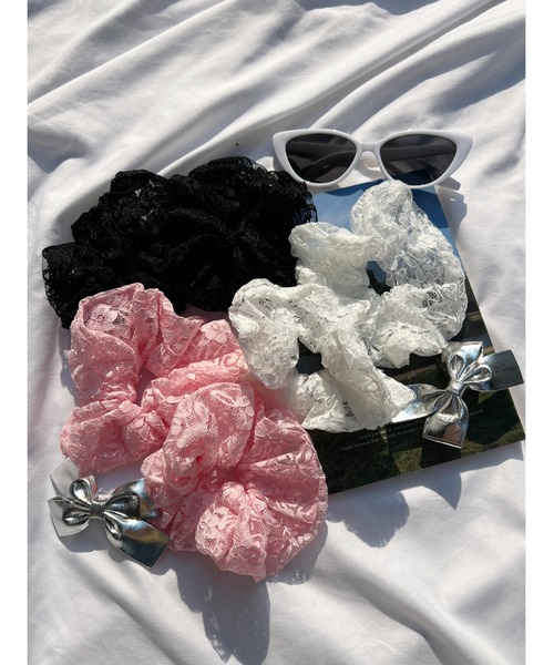 WC（ダブル シー）の「【2点SET】レースシュシュセット（シュシュ・レディース・ブラック/ホワイト/ピンク・FREE）」の2枚目の写真